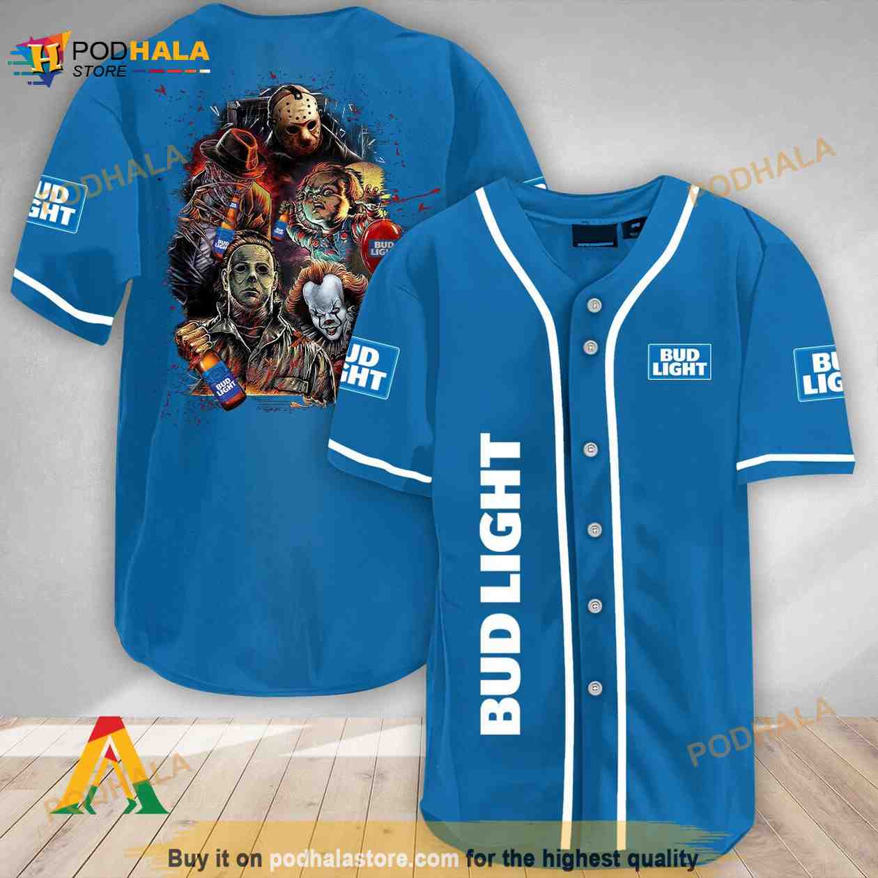 Halloween Horror Characters Bud Light 3d Baseball Jersey baseball jersey product view 1
