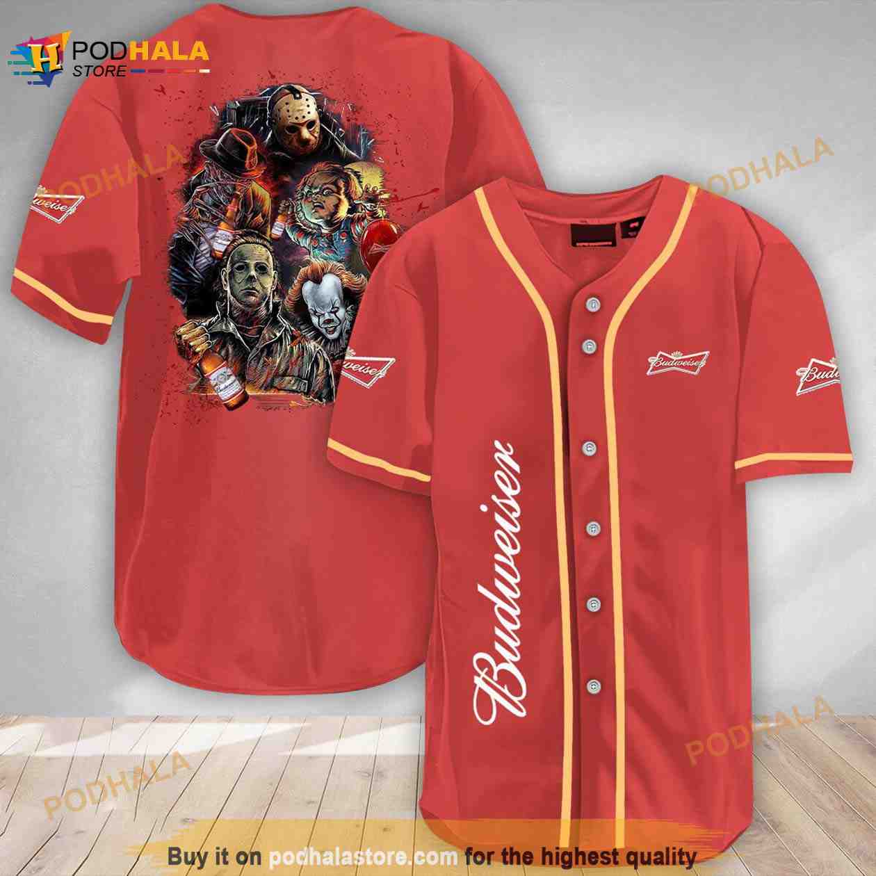 Halloween Horror Characters Budweiser Beer 3d Baseball Jersey baseball jersey product view 1