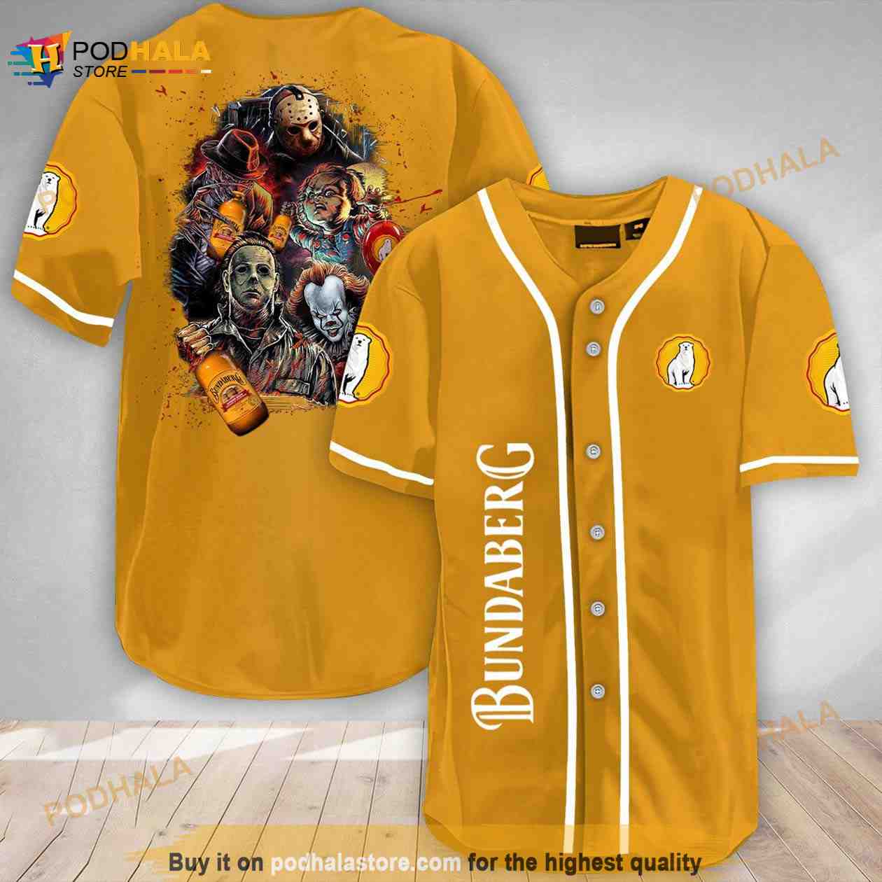 Halloween Horror Characters Bundaberg Rum 3d Baseball Jersey baseball jersey product view 1