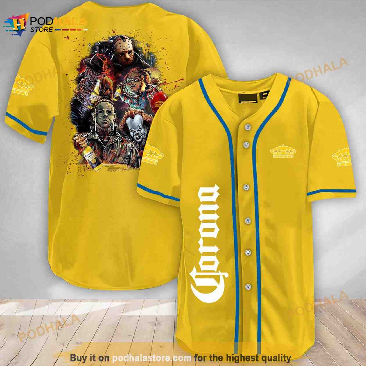 Halloween Horror Characters Corona Extra 3d Baseball Jersey baseball jersey product view 1