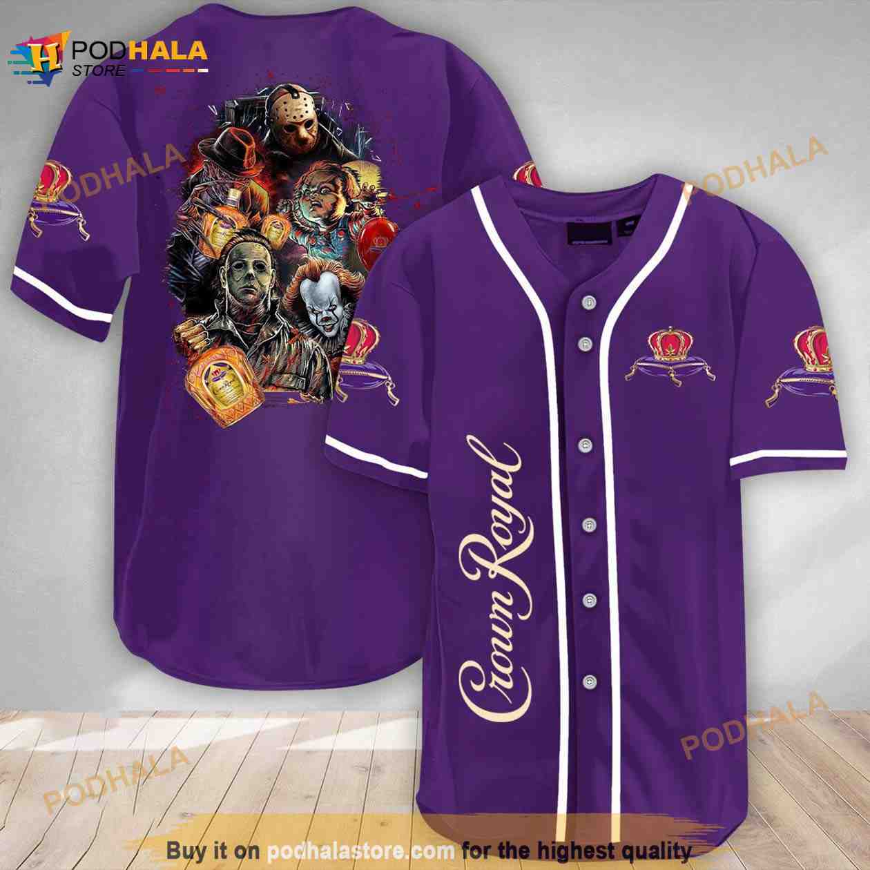 Halloween Horror Characters Crown Royal 3d Baseball Jersey baseball jersey product view 1