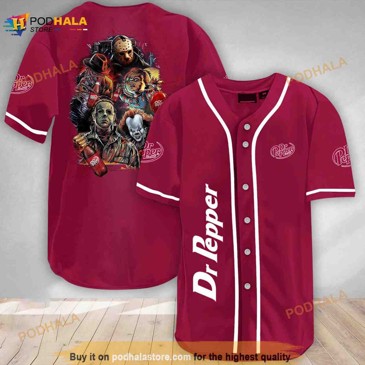 Halloween Horror Characters Dr Pepper 3d Baseball Jersey baseball jersey product view 1