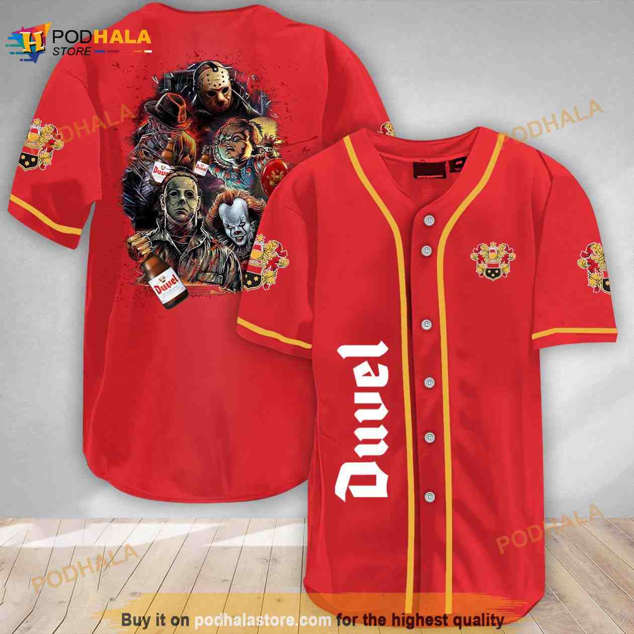 Halloween Horror Characters Duvel 3d Baseball Jersey baseball jersey product view 1