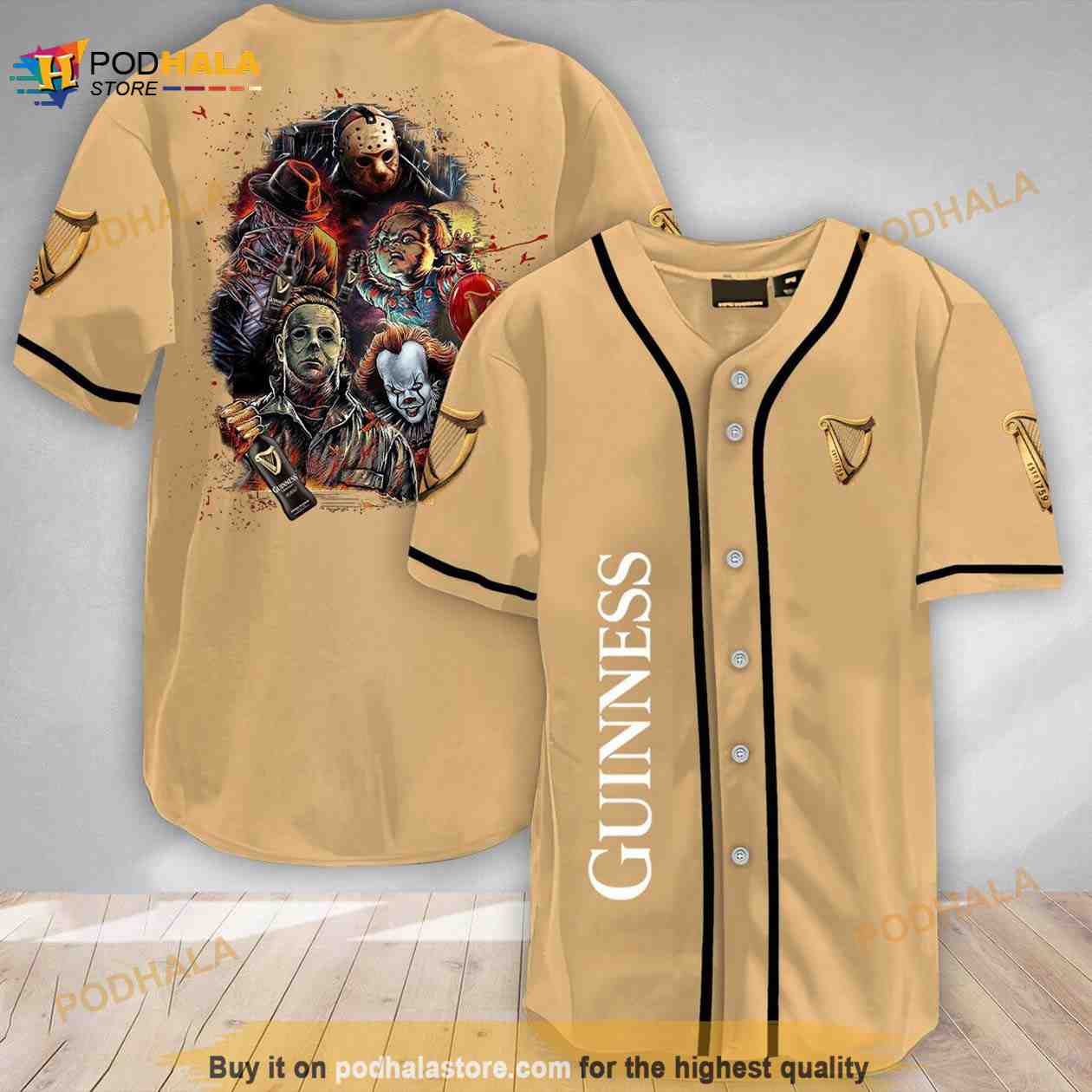 Halloween Horror Characters Guinness Beer 3d Baseball Jersey baseball jersey product view 1