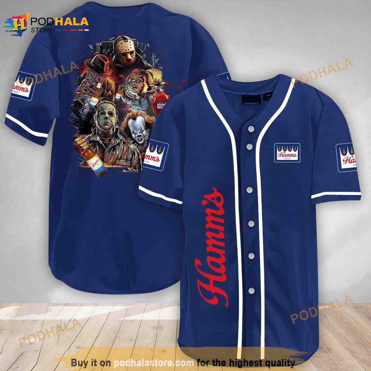 Halloween Horror Characters Hamm’s Beer 3d Baseball Jersey baseball jersey product view 1