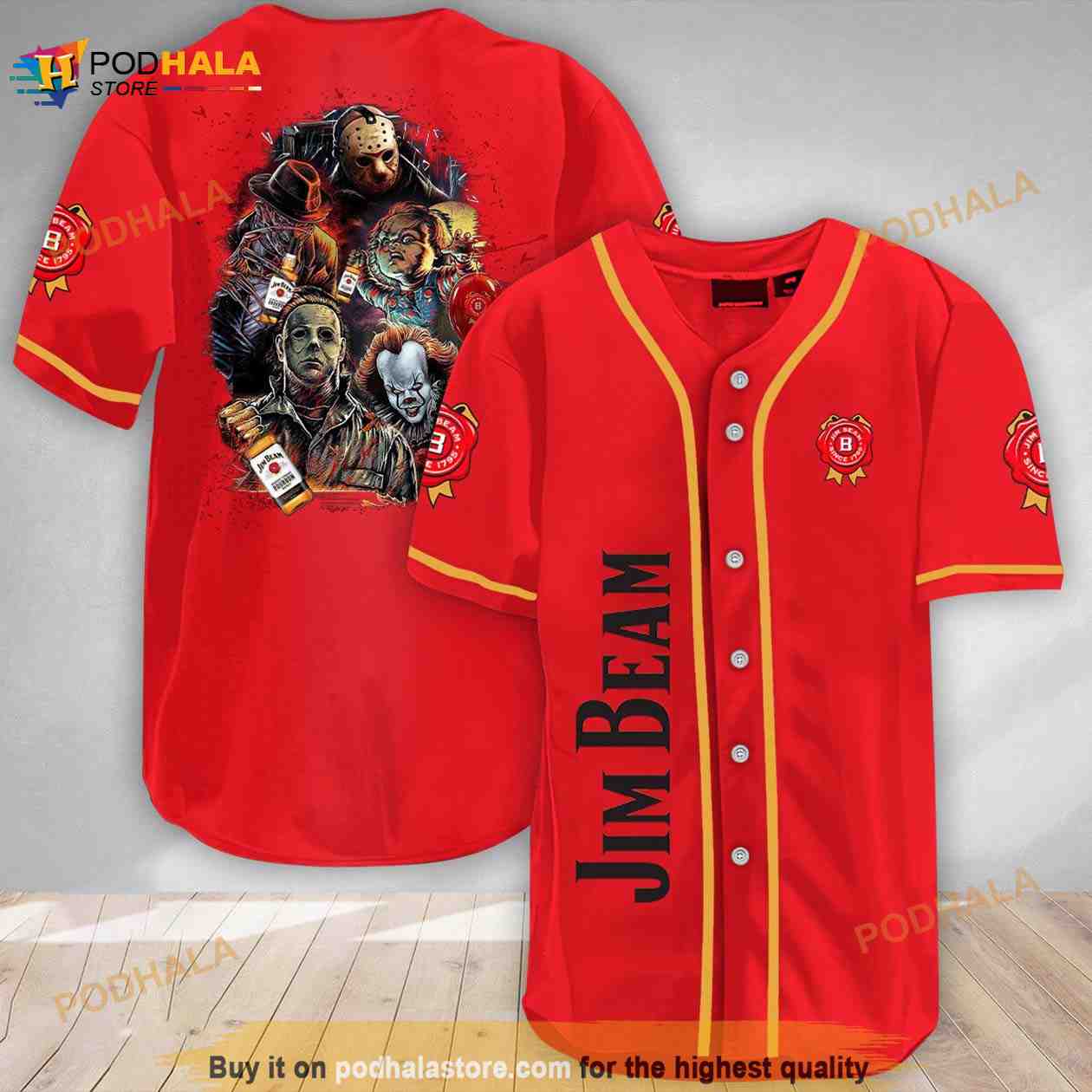 Halloween Horror Characters Jim Beam 3d Baseball Jersey baseball jersey product view 1