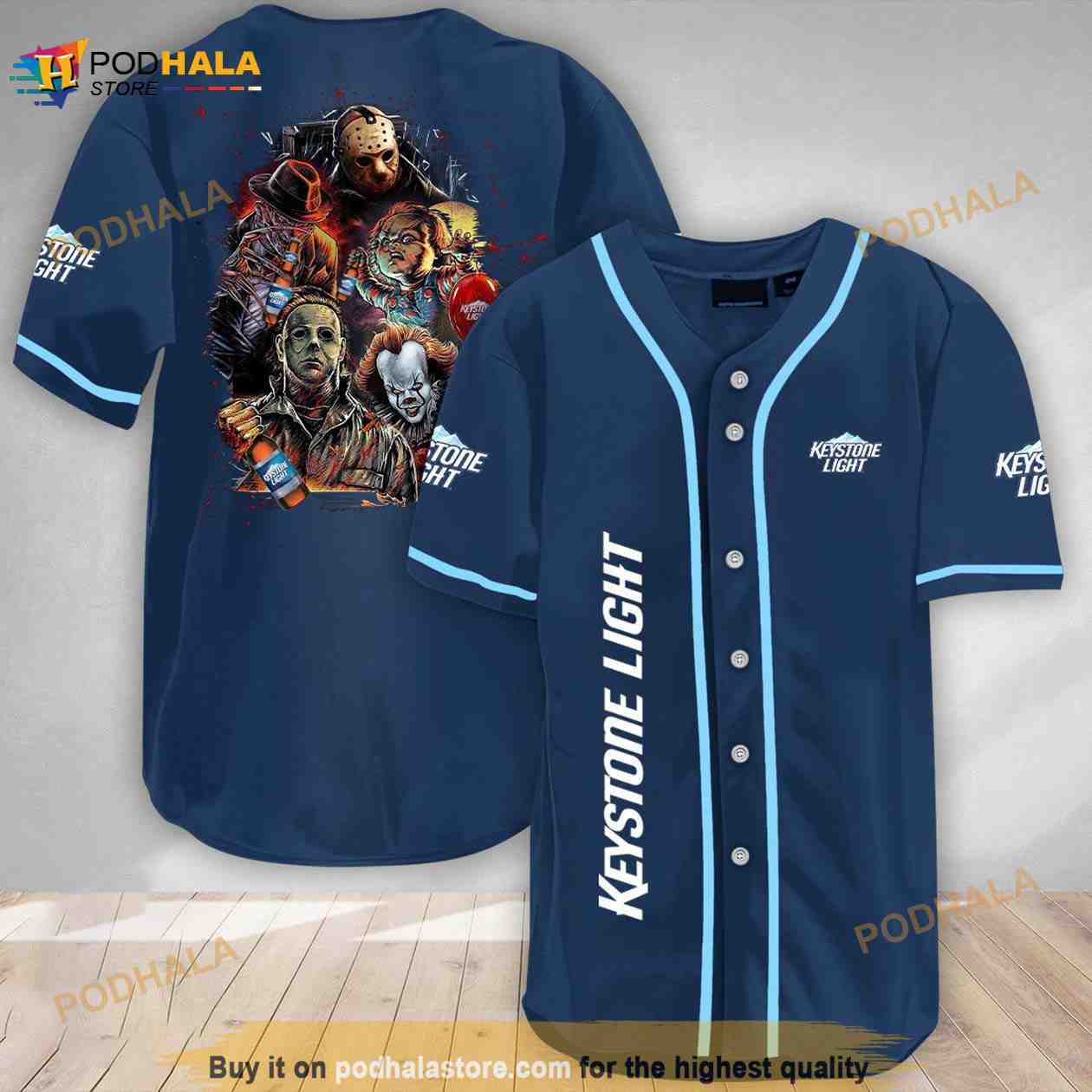 Halloween Horror Characters Keystone Light 3d Baseball Jersey baseball jersey product view 1