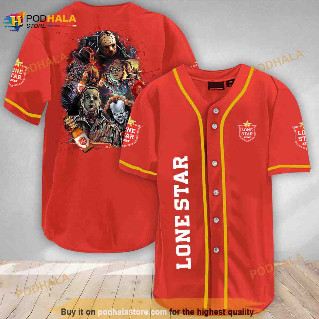 Halloween Horror Characters Lone Star 3d Baseball Jersey baseball jersey product view 1