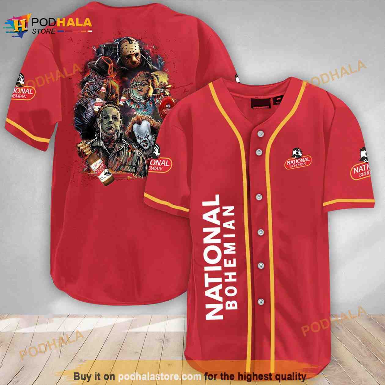 Halloween Horror Characters National Bohemian 3d Baseball Jersey baseball jersey product view 1