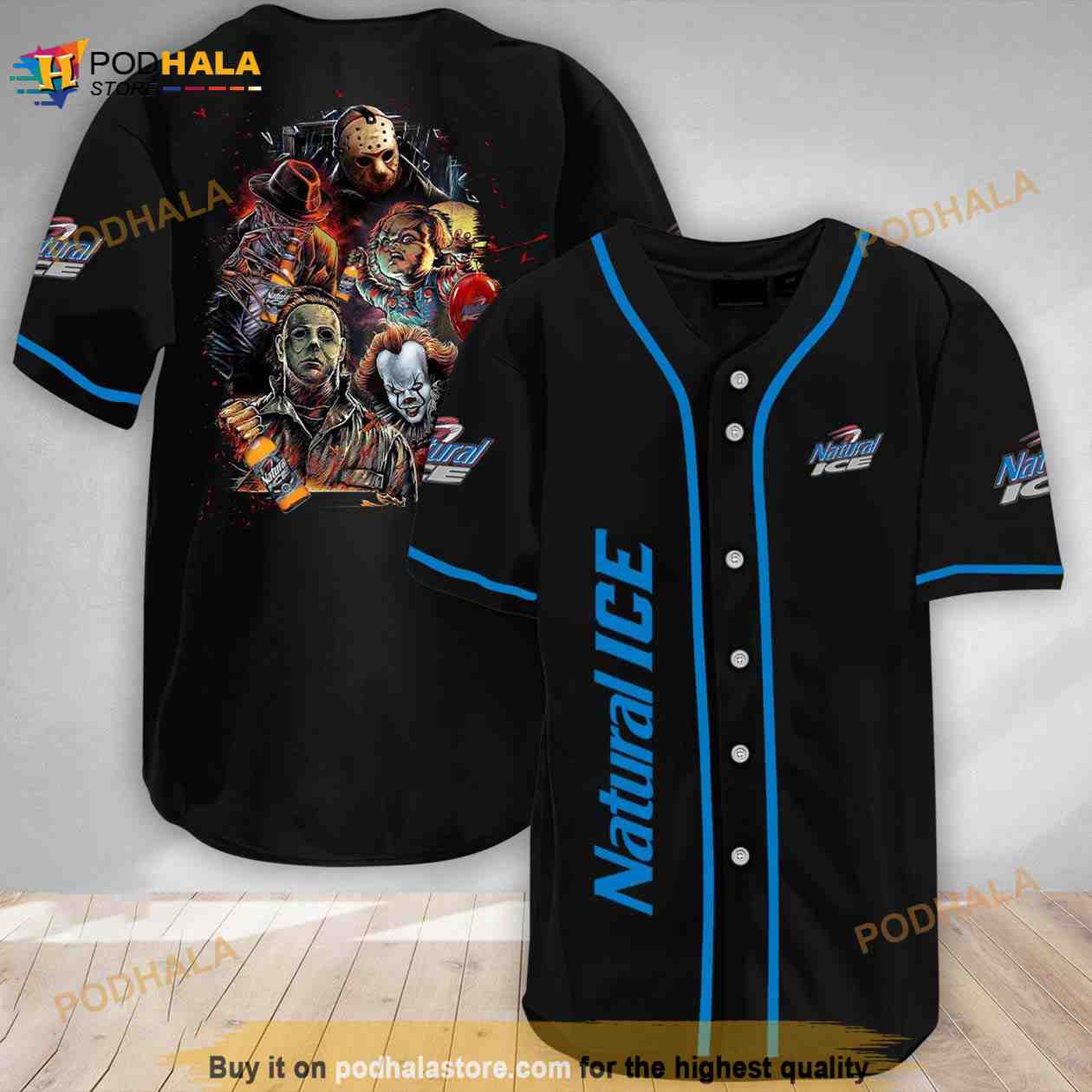 Halloween Horror Characters Natural Ice 3d Baseball Jersey baseball jersey product view 1