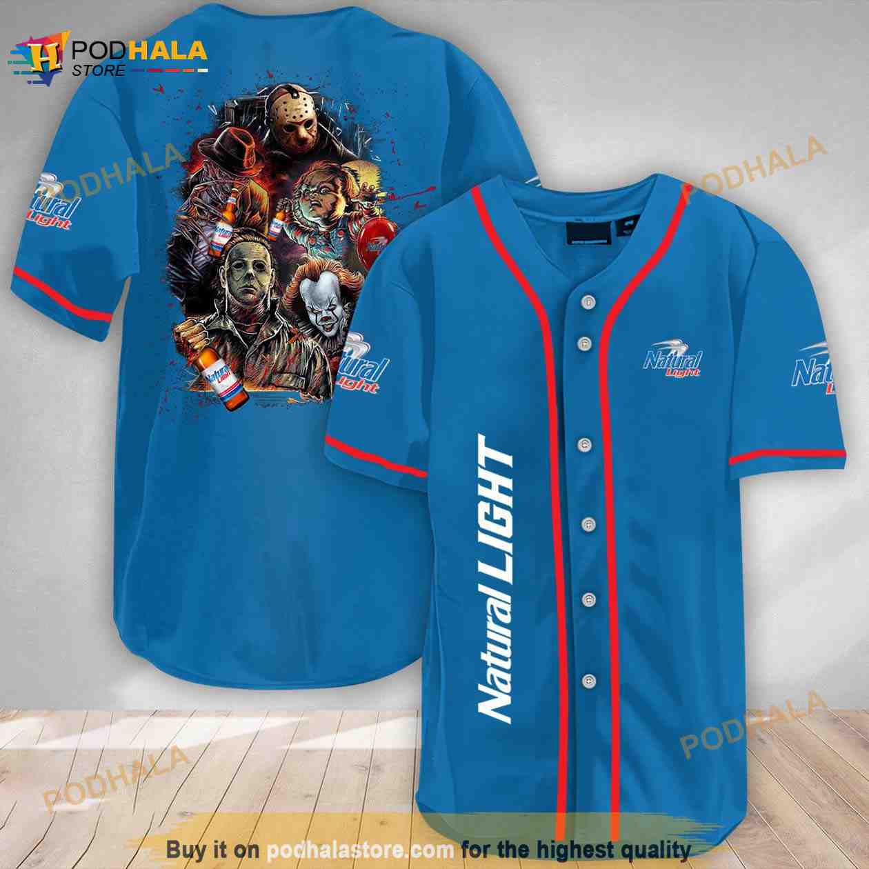 Halloween Horror Characters Natural Light 3d Baseball Jersey baseball jersey product view 1
