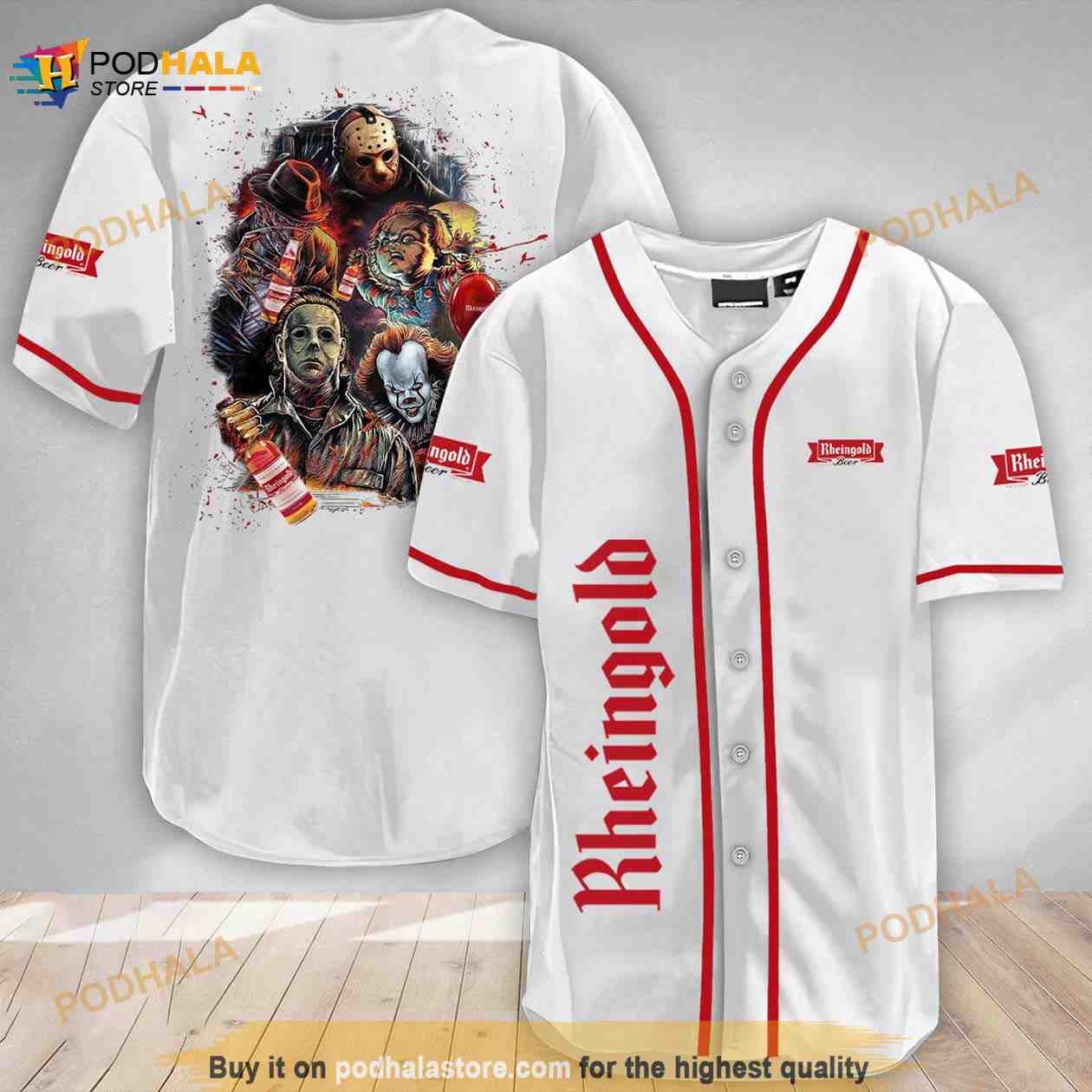 Halloween Horror Characters Rheingold Beer 3d Baseball Jersey baseball jersey product view 1