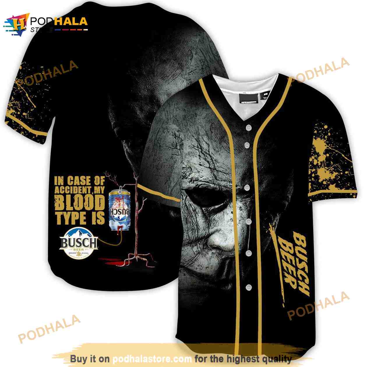 Halloween Horror Michael Myers Busch Beer 3d Baseball Jersey baseball jersey product view 1