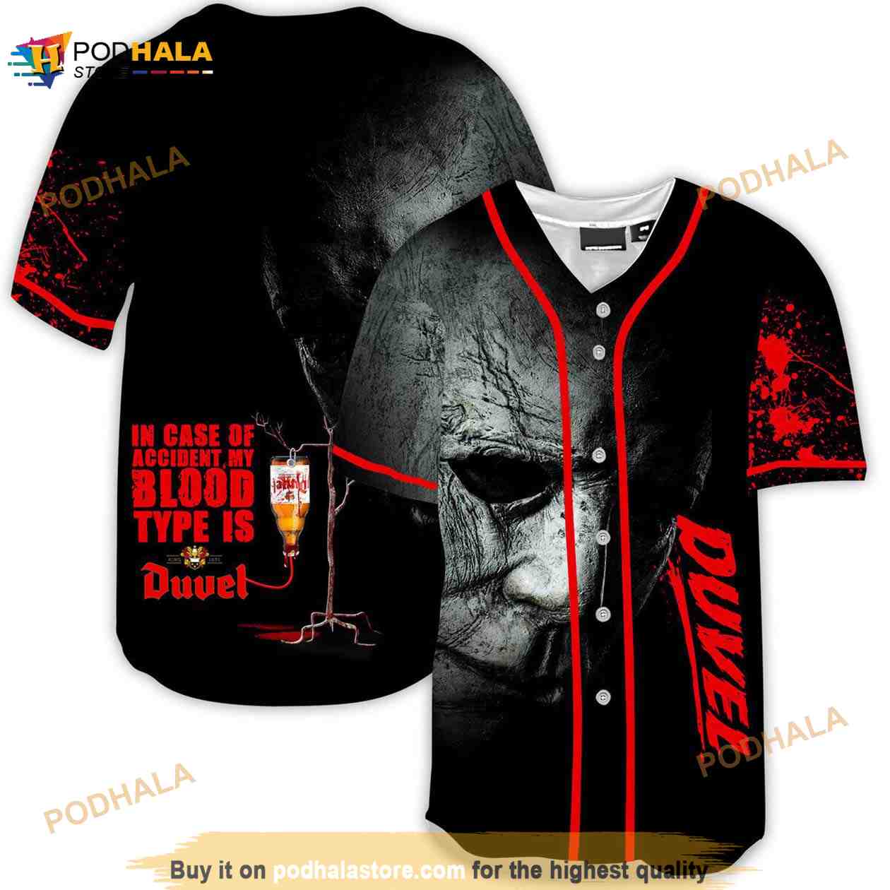 Halloween Horror Michael Myers Duvel Beer 3d Baseball Jersey baseball jersey product view 1