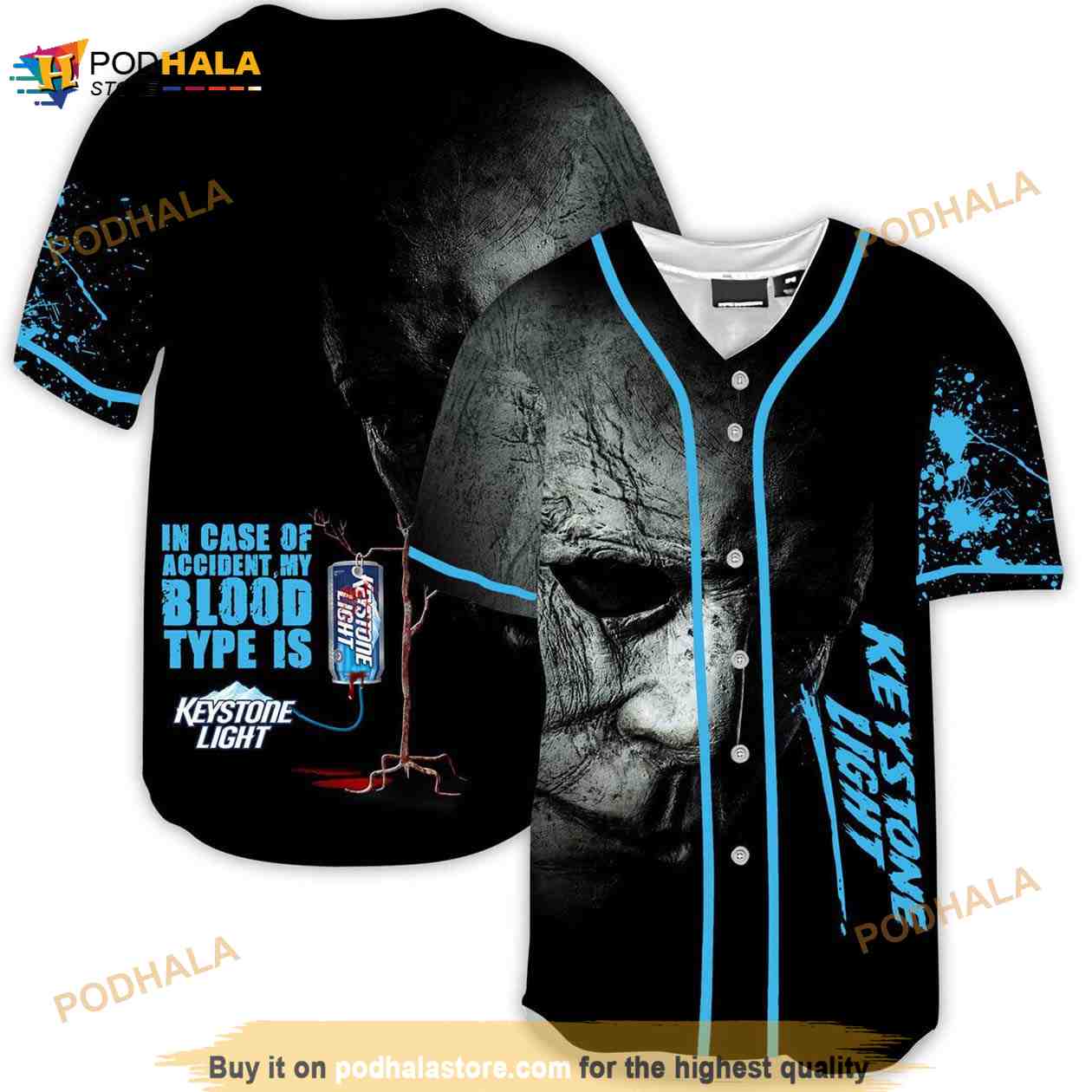 Halloween Horror Michael Myers Keystone Light 3d Baseball Jersey baseball jersey product view 1