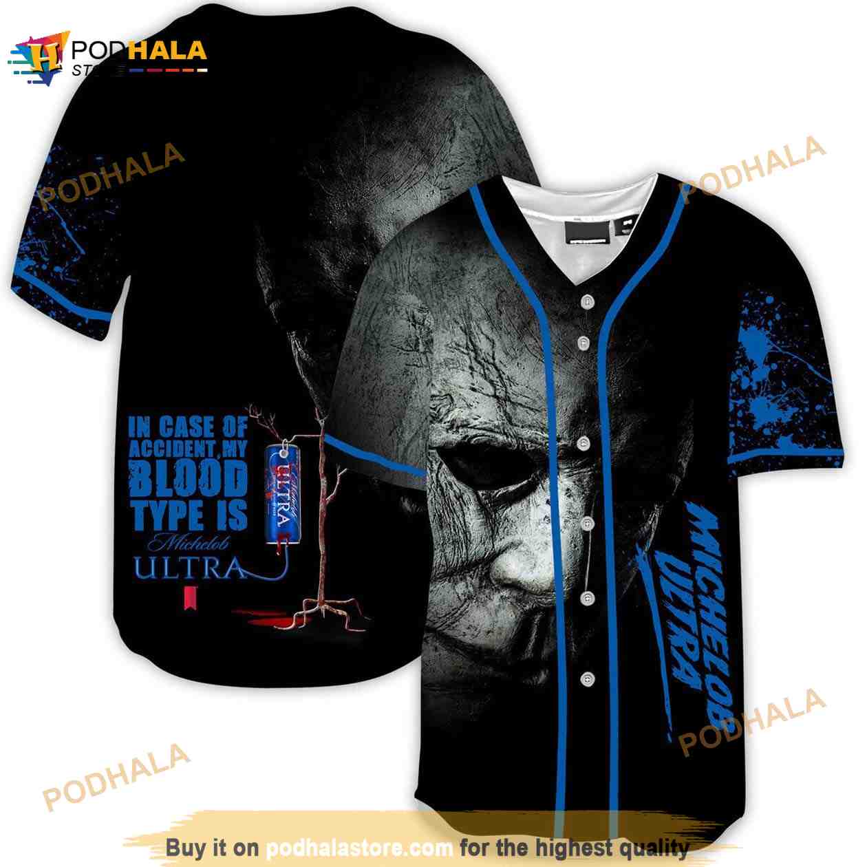 Halloween Horror Michael Myers Michelob Ultra 3d Baseball Jersey baseball jersey product view 1