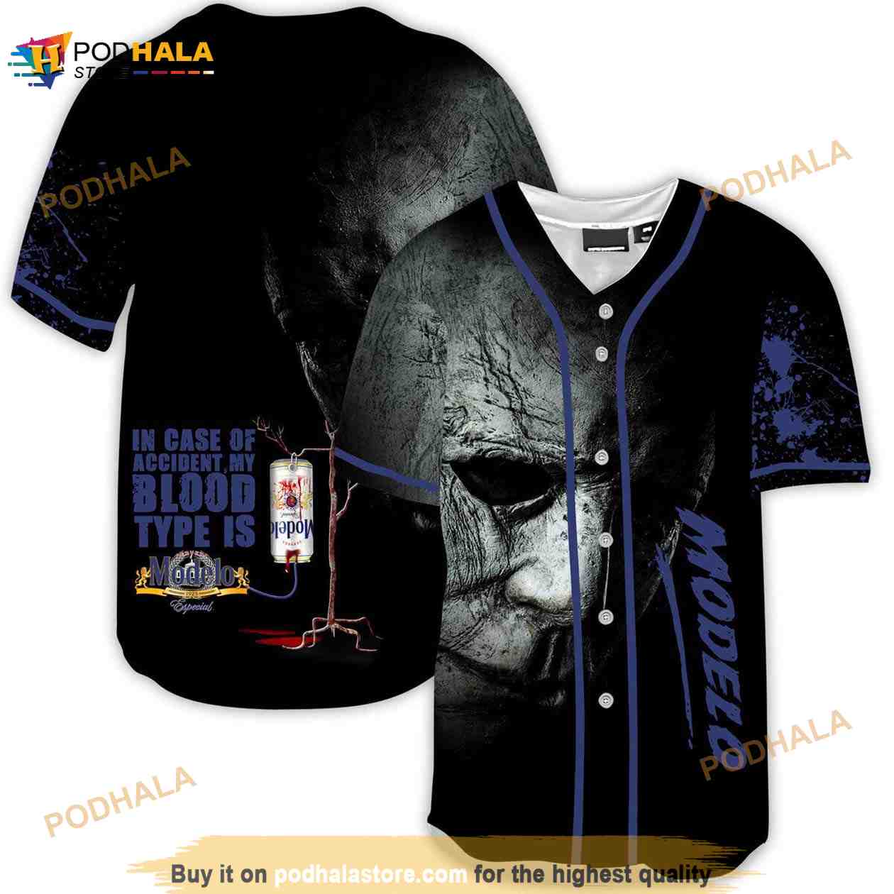 Halloween Horror Michael Myers Modelo Beer 3d Baseball Jersey baseball jersey product view 1