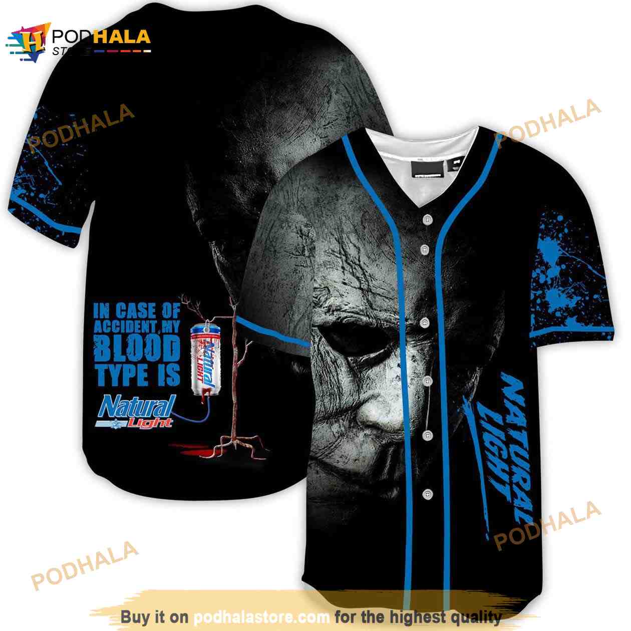 Halloween Horror Michael Myers Natural Light 3d Baseball Jersey baseball jersey product view 1