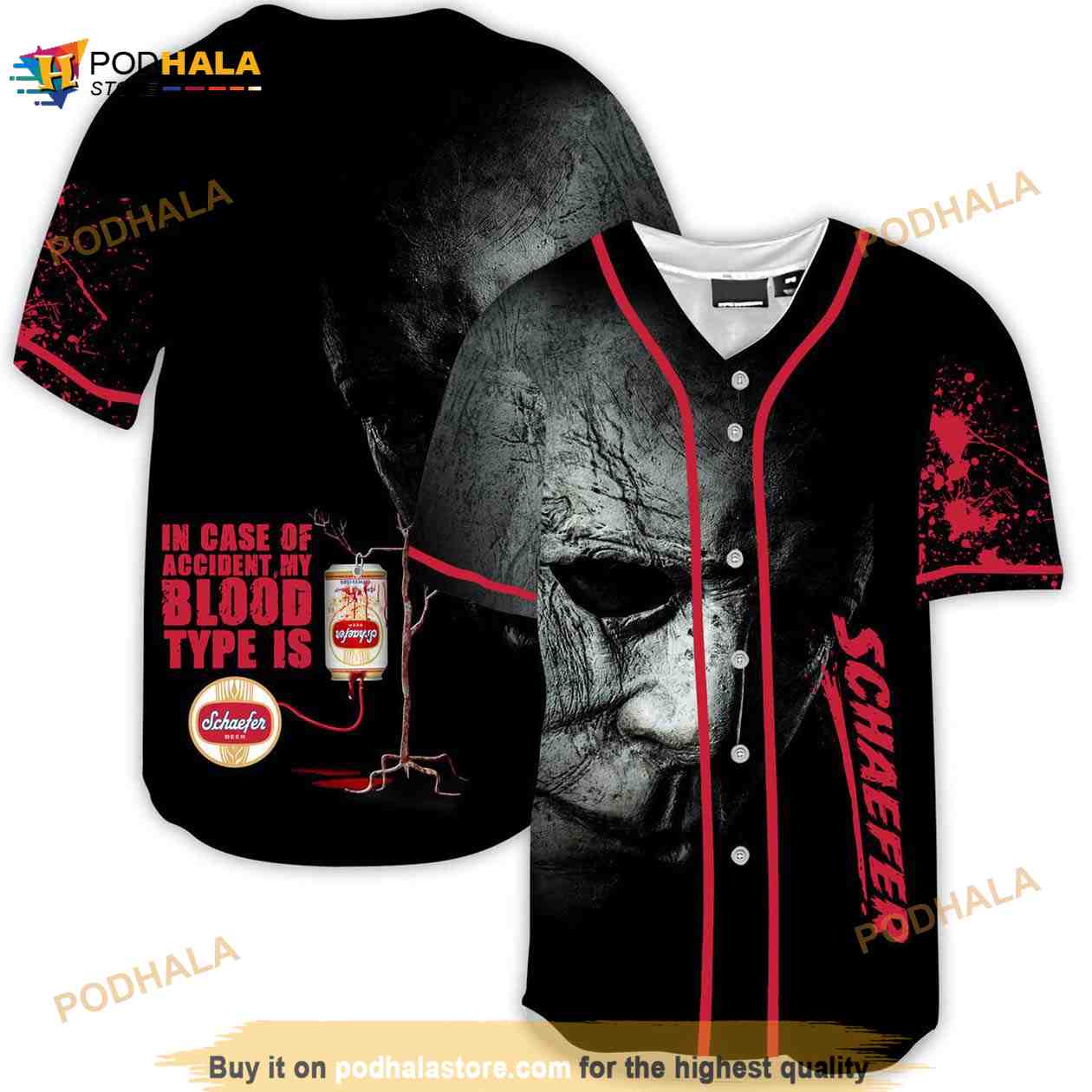 Halloween Horror Michael Myers Schaefer Beer 3d Baseball Jersey baseball jersey product view 1