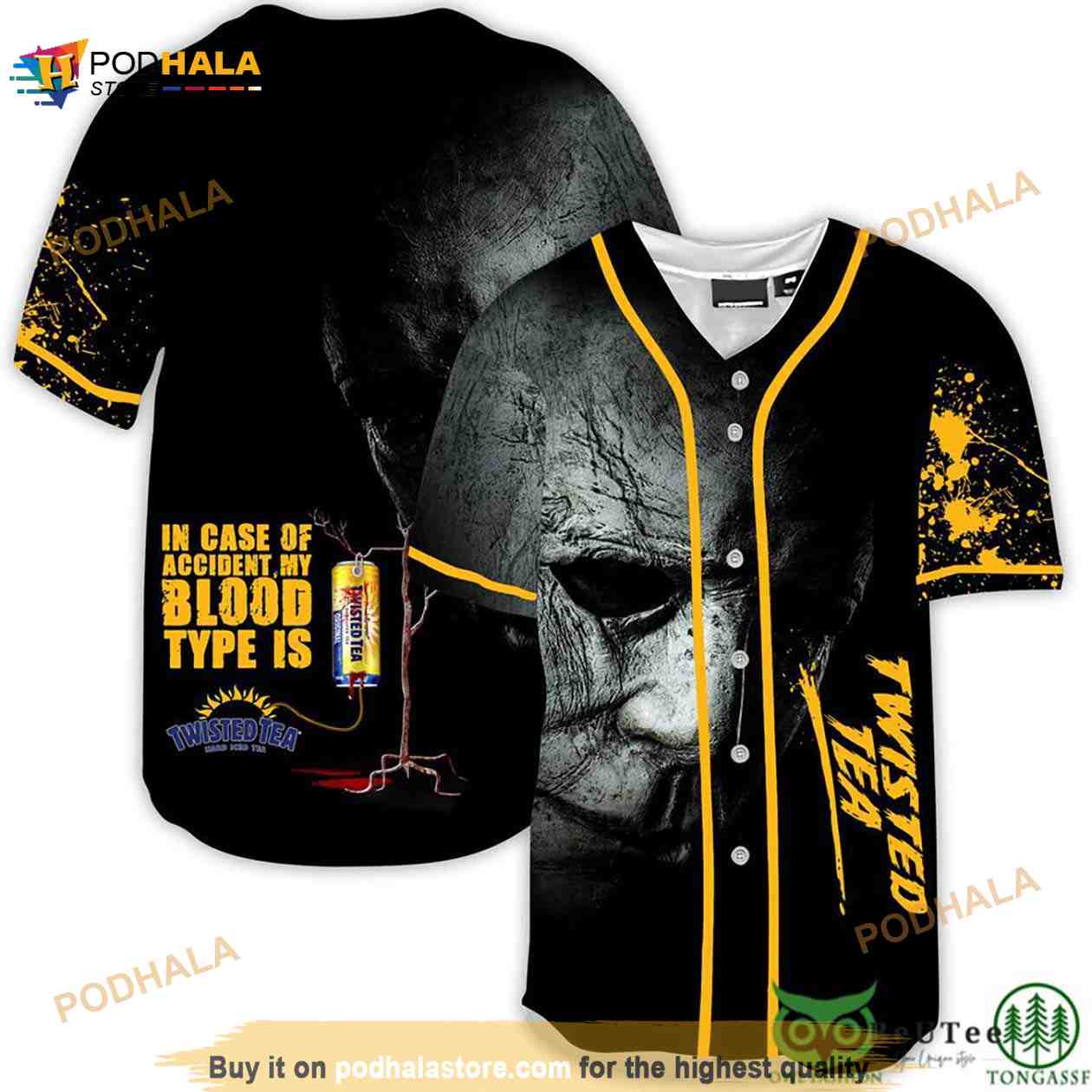 Halloween Horror Michael Myers Twisted Tea 3d Baseball Jersey baseball jersey product view 1