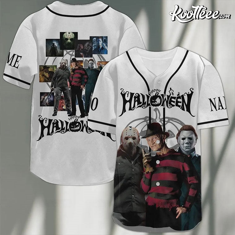 Halloween Horror Movie Characters Custom Baseball Jersey baseball jersey product view 1