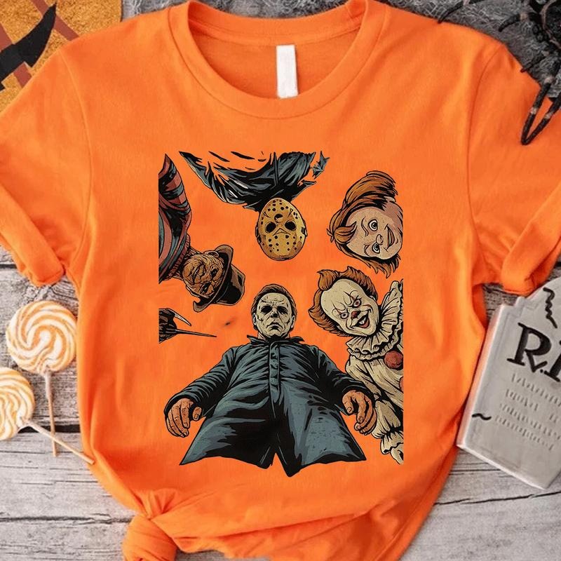 Halloween Horror Movie Characters Spooky Black - Adult & Kids T-Shirts, Sweatshirts & Hoodies apparel design preview 1