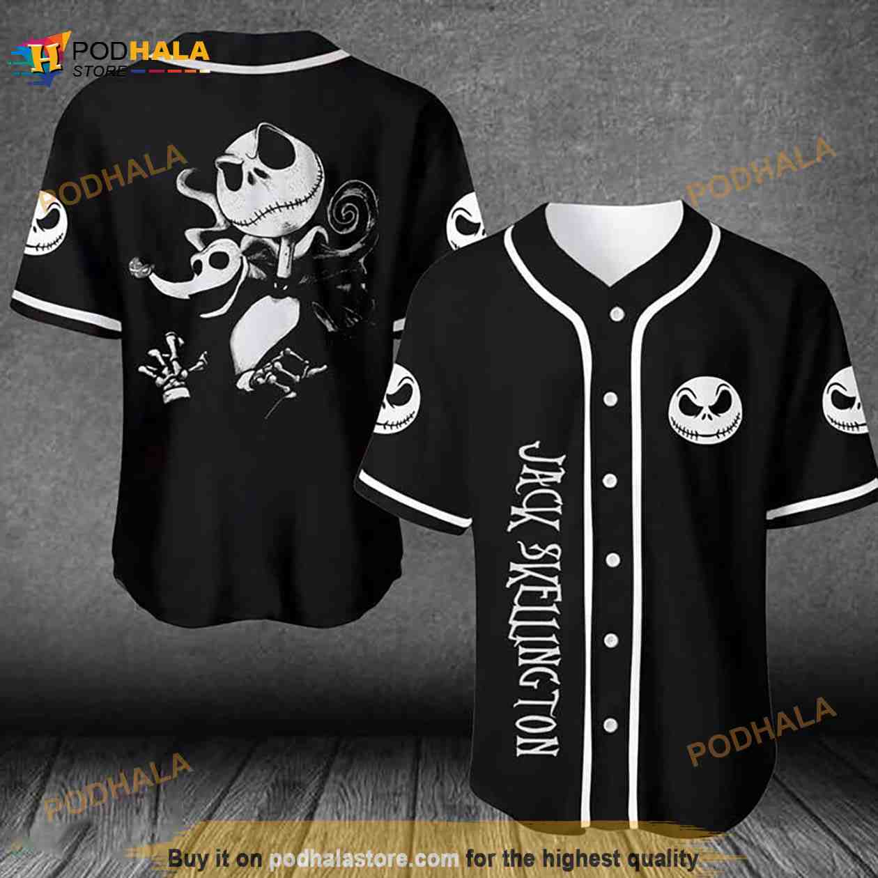 Halloween Jack Skellington And Zero 3d Baseball Jersey baseball jersey product view 1