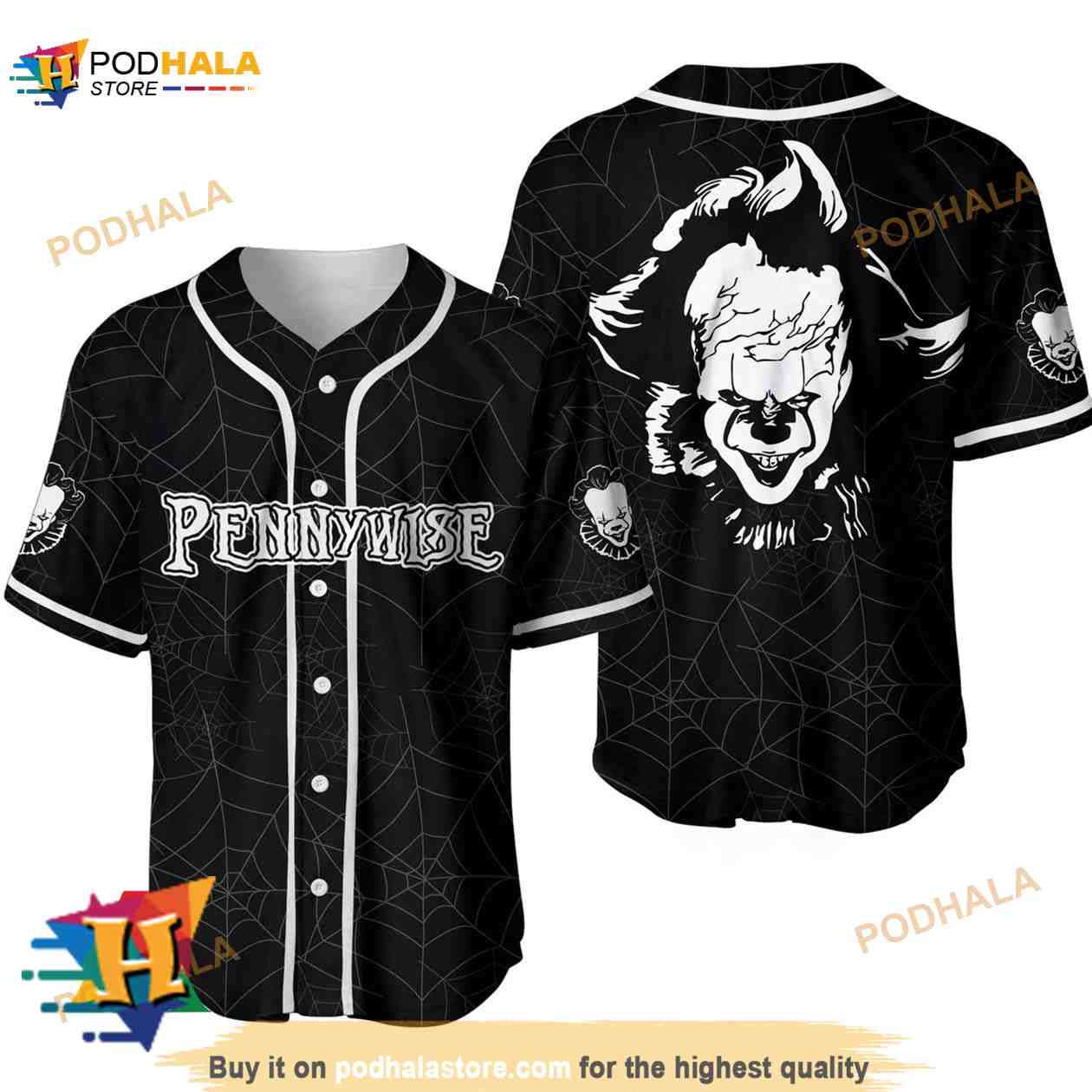 Halloween Spider Clown Pennywise IT 3D Baseball Jersey baseball jersey product view 1