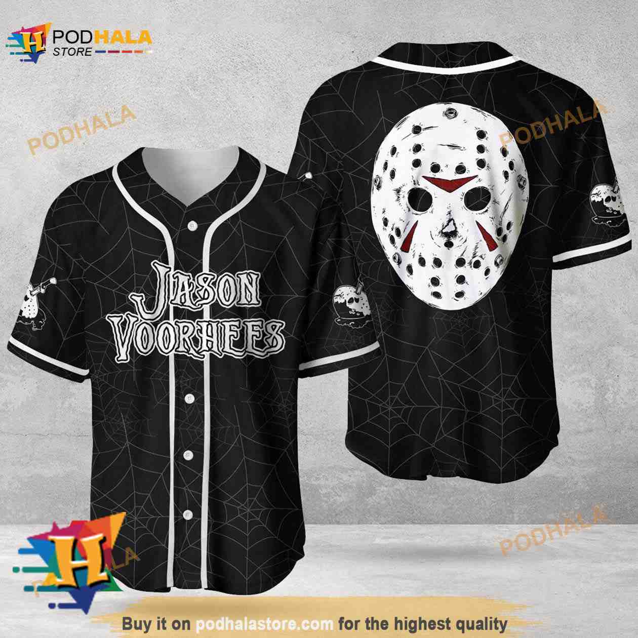 Halloween Spider Jason Voorhees 3D Baseball Jersey baseball jersey product view 1