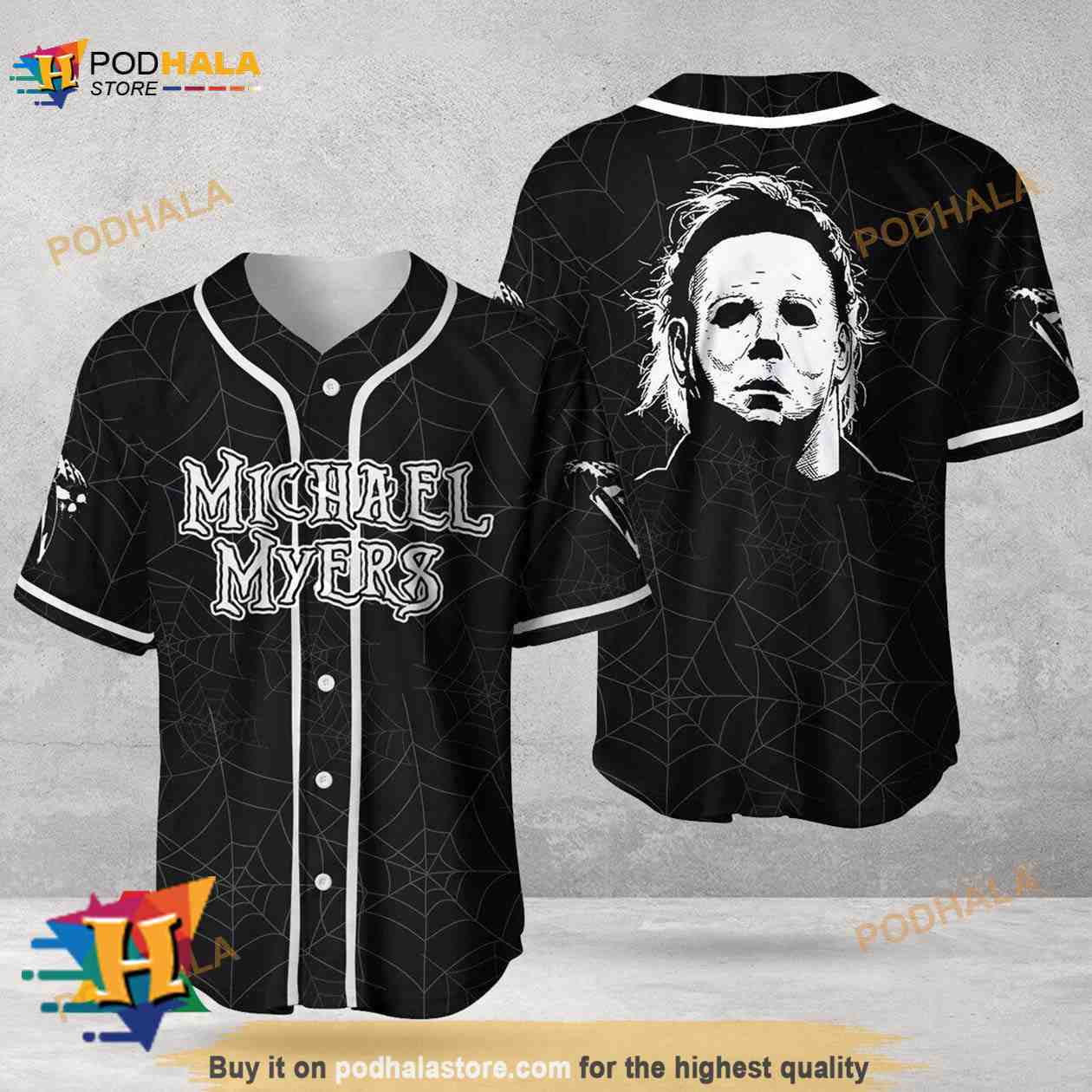 Halloween Spider Michael Myers 3D Baseball Jersey baseball jersey product view 1