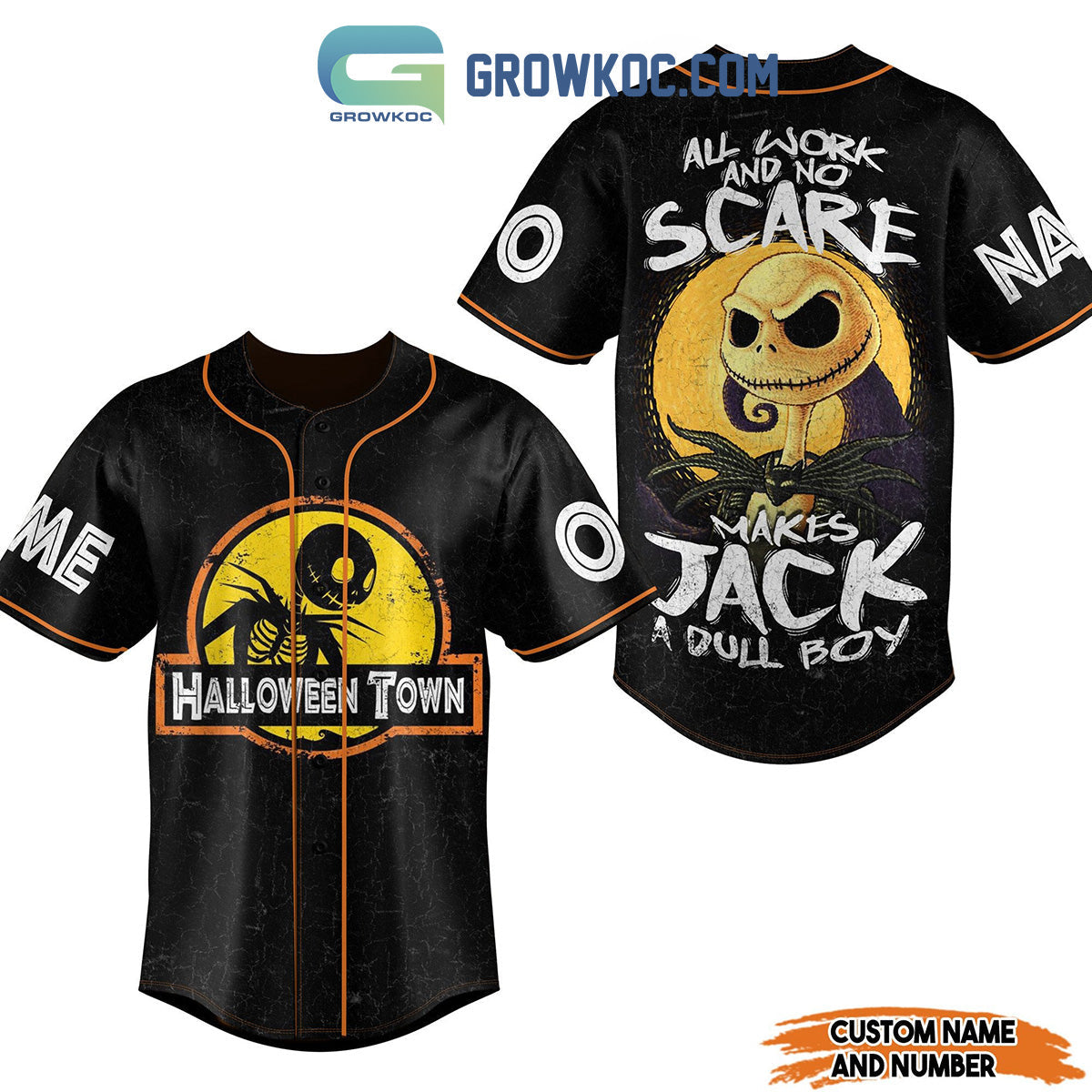 Halloween Town All Work And No Scare Makes Jack A Dull Boy Personalized Baseball Jersey baseball jersey product view 1