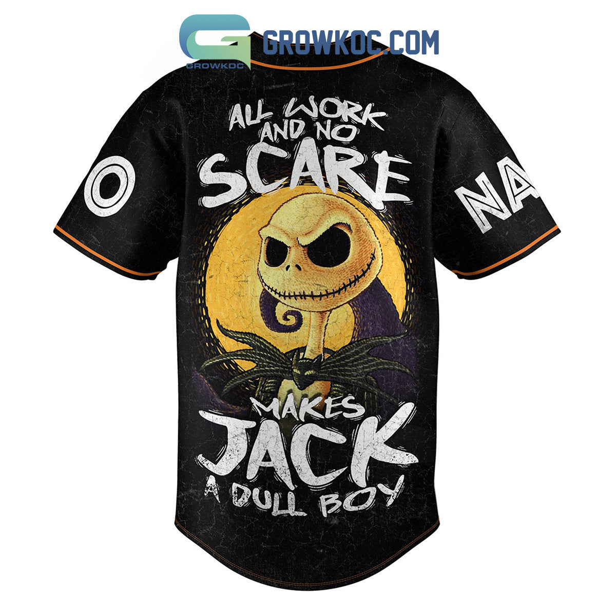 Halloween Town All Work And No Scare Makes Jack A Dull Boy Personalized Baseball Jersey baseball jersey product view 2