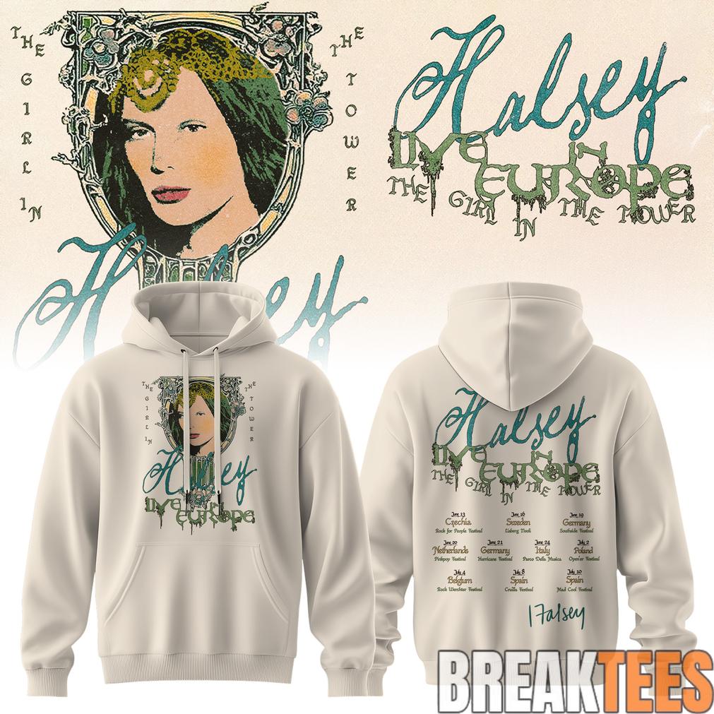 Halsey The Girl In The Tower Europe Tour 2026 Signature Hoodie Unisex T-shirt, Sweatshirt, Hoodie, Long Sleeve Tee - T-Shirt, Sweatshirt, Hoodie