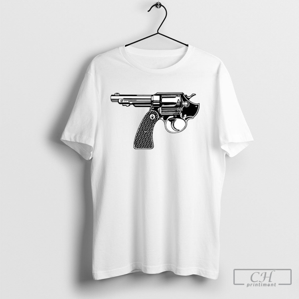 Handgun Black And White Revolver Gun Blueprint Posters White Shirt Unisex T-shirt, Sweatshirt, Hoodie, Long Sleeve Tee - T-Shirt, Sweatshirt, Hoodie