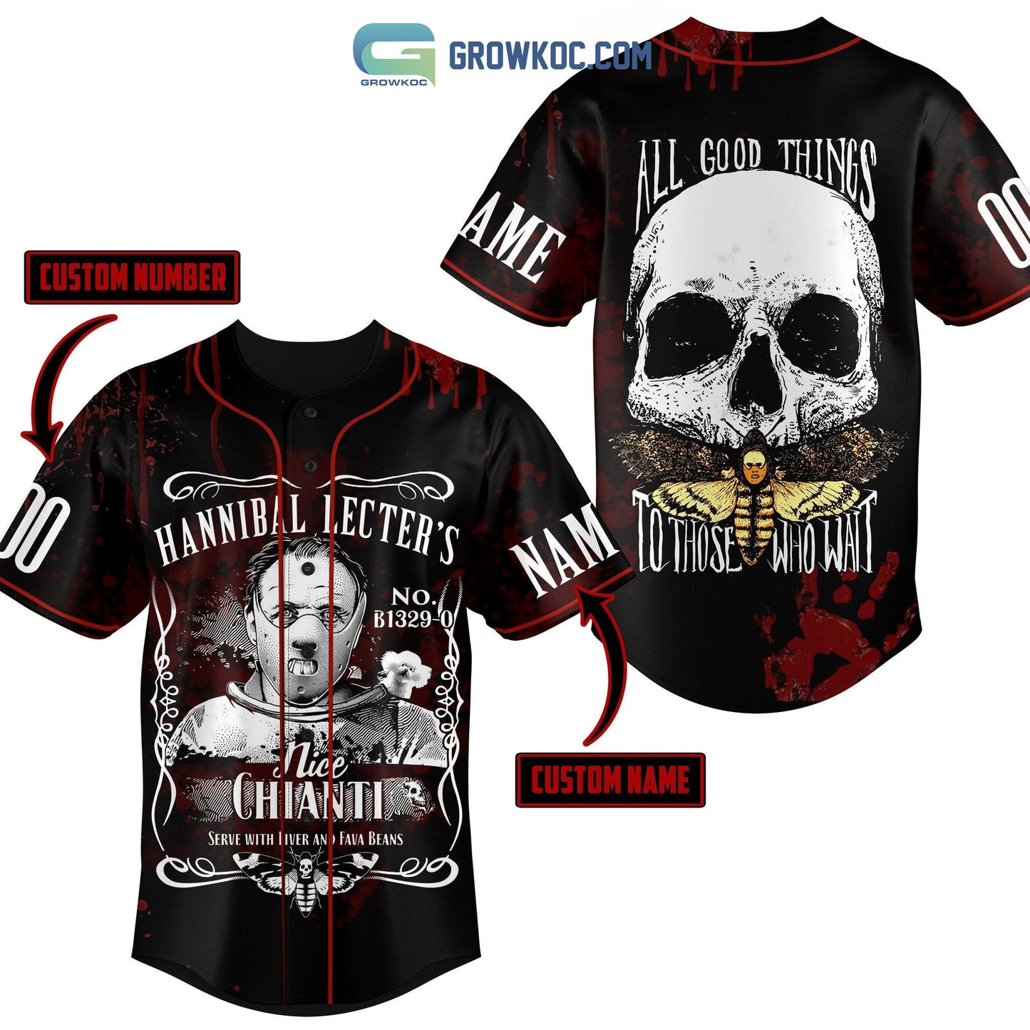 Hannibal Lecter’s Nice Chianti Serve With Liver And Fava Beans Personalized Baseball Jersey baseball jersey product view 1