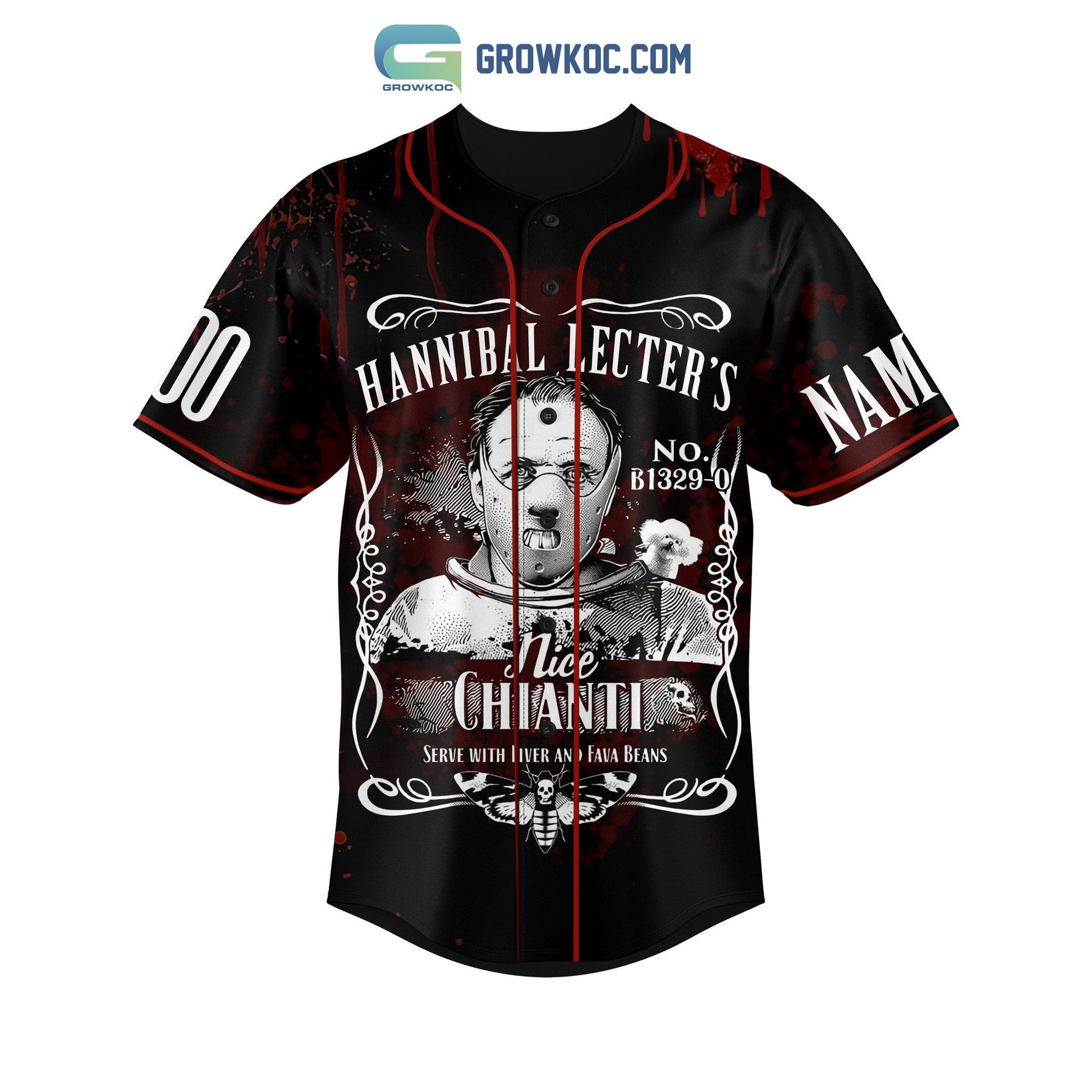 Hannibal Lecter’s Nice Chianti Serve With Liver And Fava Beans Personalized Baseball Jersey baseball jersey product view 2