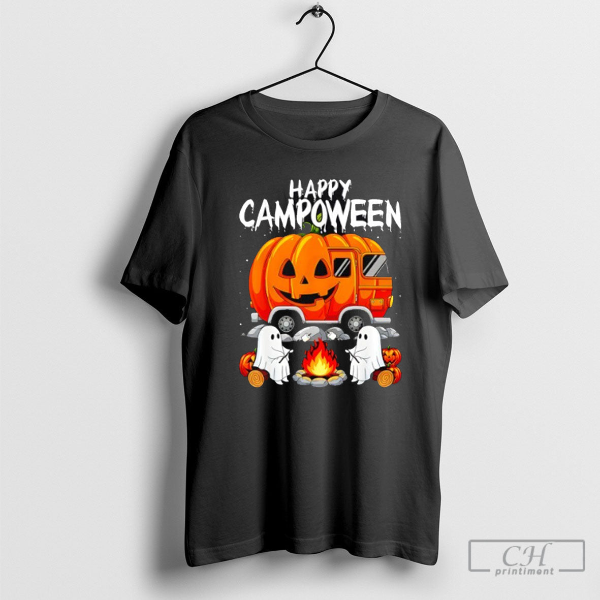 Happy Camp O Ween Halloween Camping Ghosts And Campfires Unisex T-shirt, Sweatshirt, Hoodie, Long Sleeve Tee - T-Shirt, Sweatshirt, Hoodie
