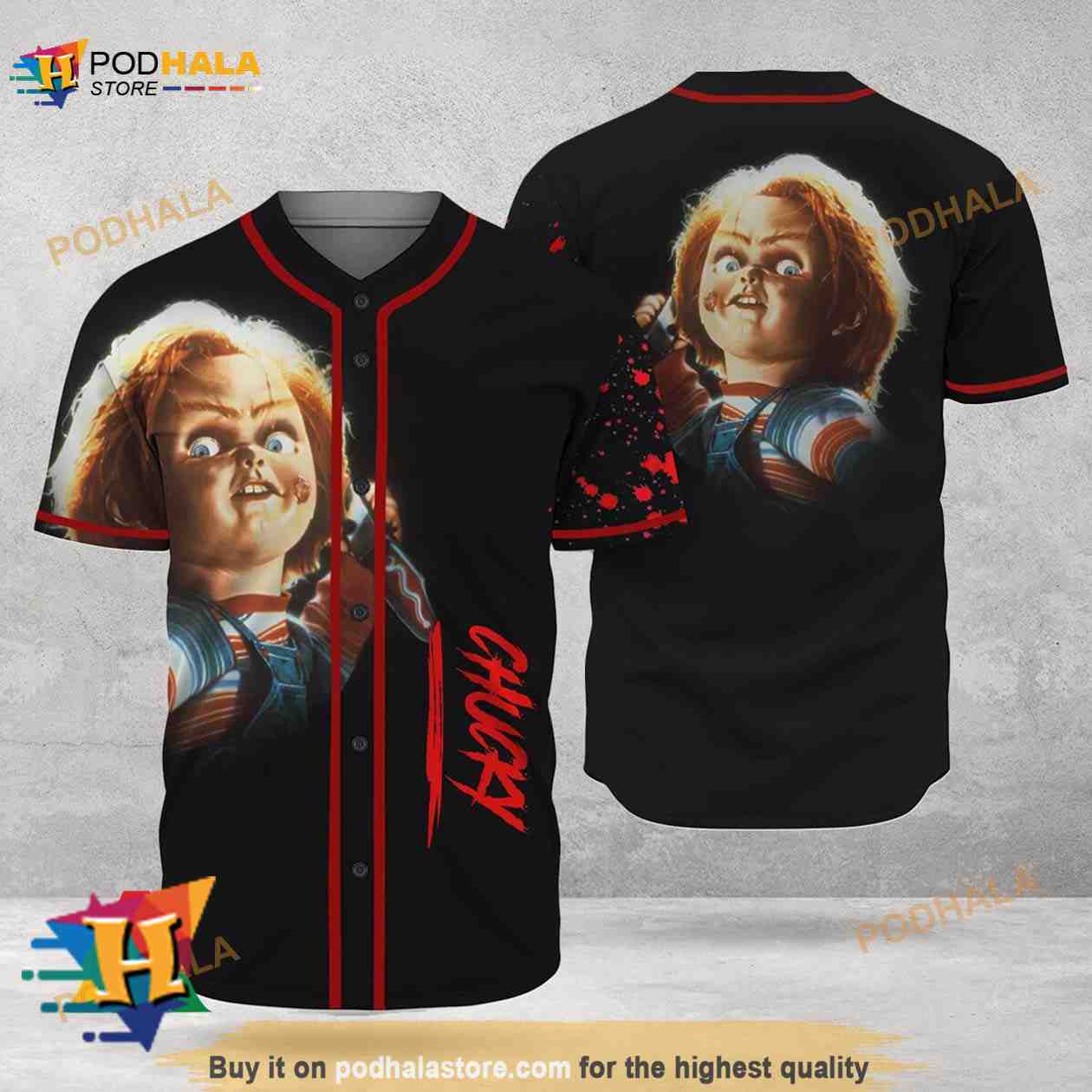 Happy Halloween Horror Chucky 3D Baseball Jersey baseball jersey product view 1