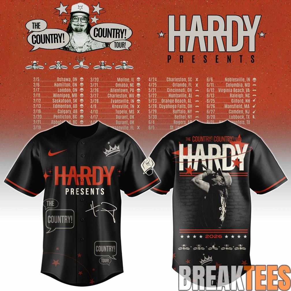 Hardy The Country Country Tour 2026 Baseball Jersey baseball jersey product view 1