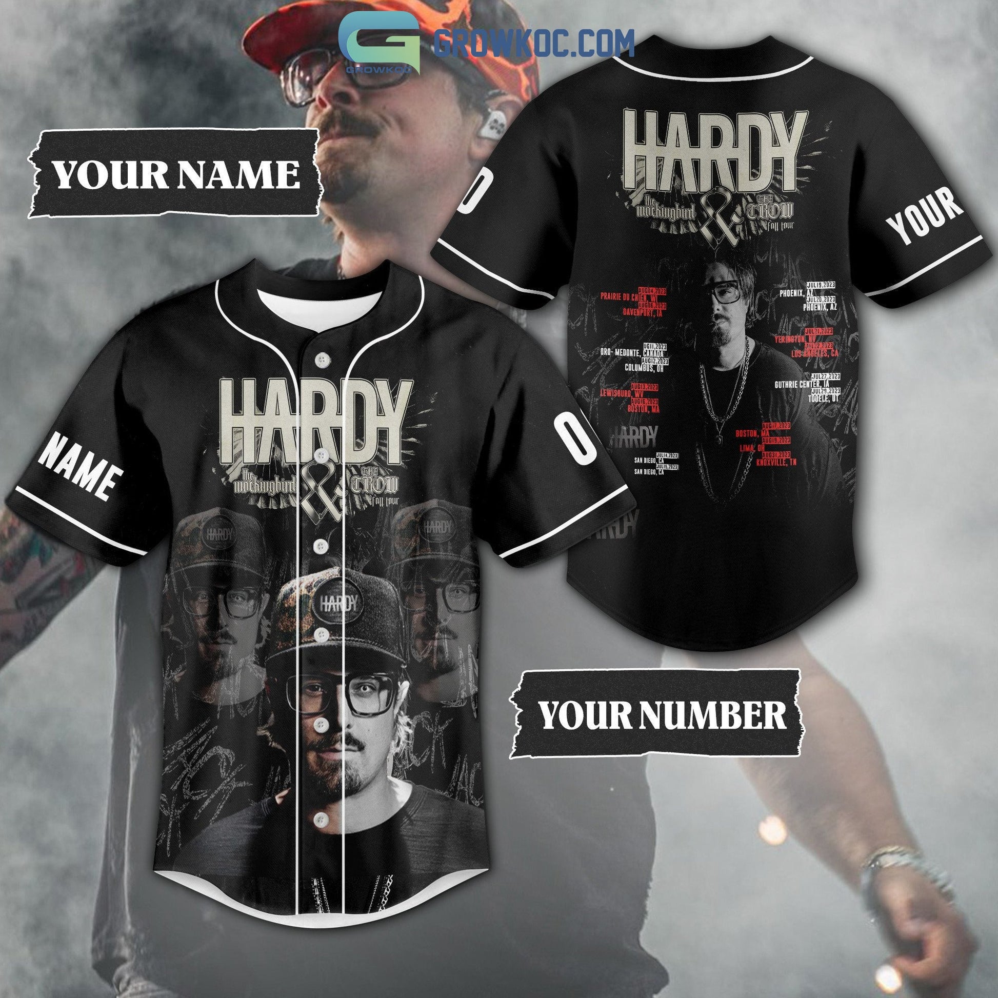 Hardy The Mockingbird And The Crow Fall Tour Personalized Baseball Jersey baseball jersey product view 1