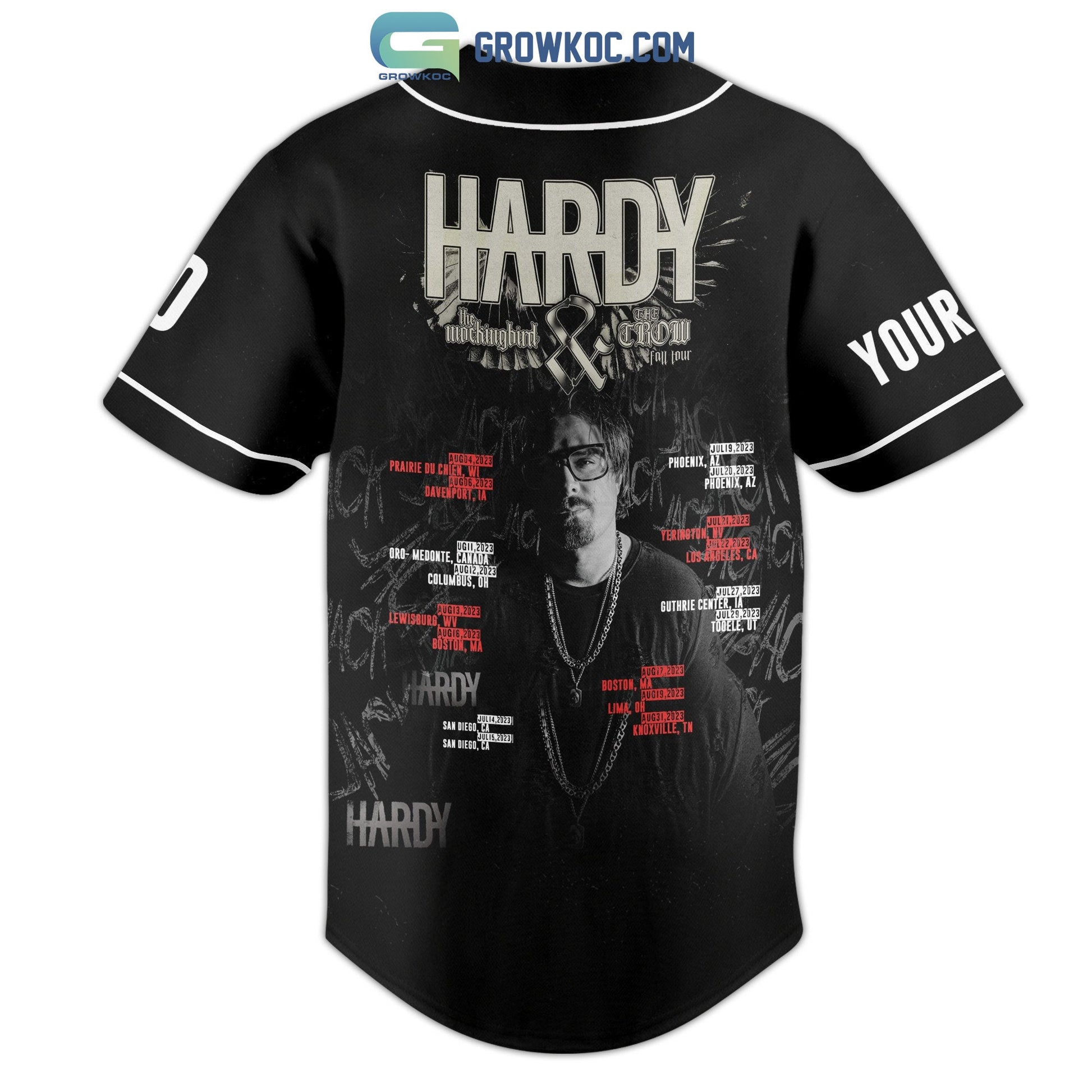 Hardy The Mockingbird And The Crow Fall Tour Personalized Baseball Jersey baseball jersey product view 3