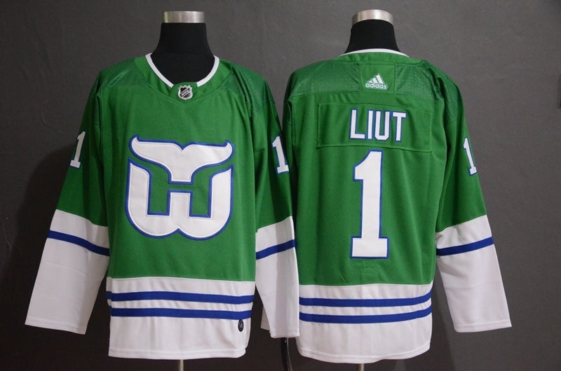 Hartford Whalers #1 Mike Liut Hockey Jersey hockey jersey product view 1