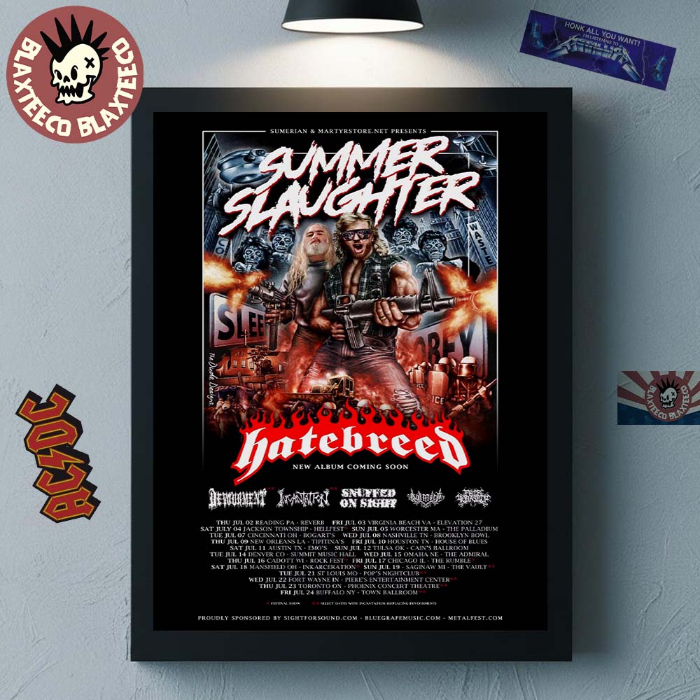 Hatebreed Summer Slaughter Tour 2026 Part 1 Schedule Dates Home Decor Poster Canvas Unisex T-shirt, Sweatshirt, Hoodie, Long Sleeve Tee - T-Shirt, Sweatshirt, Hoodie