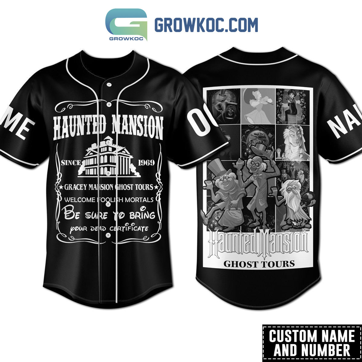 Haunted Mansion Ghost Tours Personalized Baseball Jersey baseball jersey product view 1