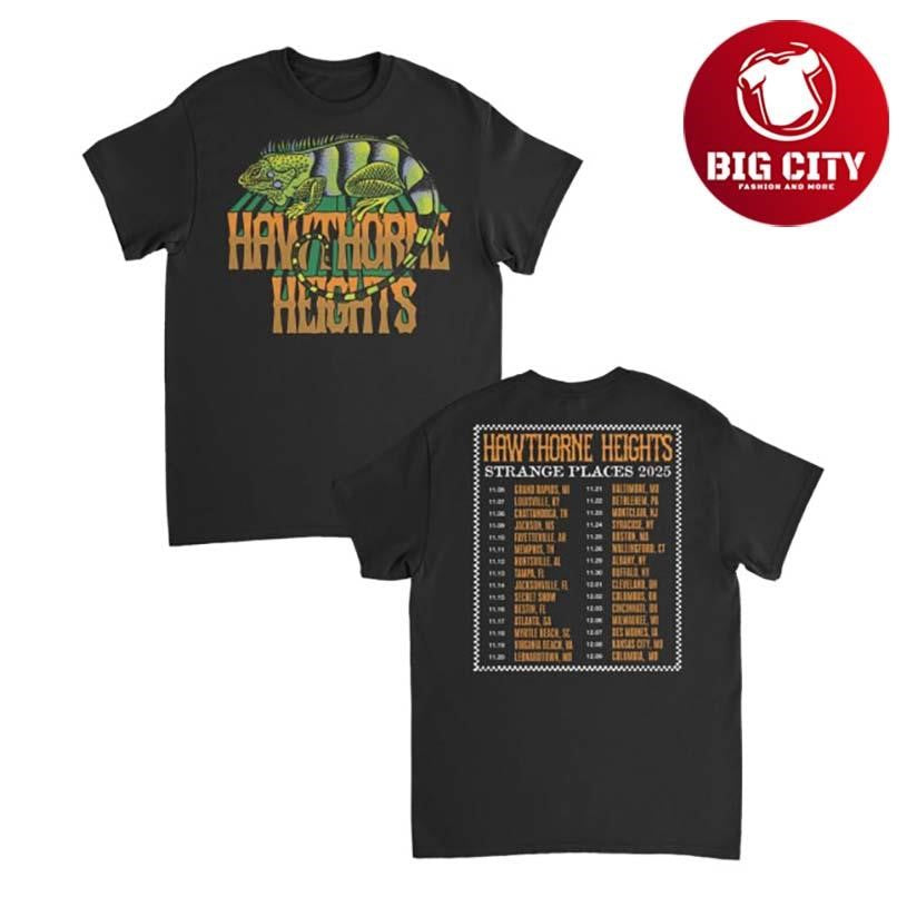 Hawthorne Heights Hawthorne Heights Strange Places Tour Two Sided Shirt Unisex T-shirt, Sweatshirt, Hoodie, Long Sleeve Tee - T-Shirt, Sweatshirt, Hoodie