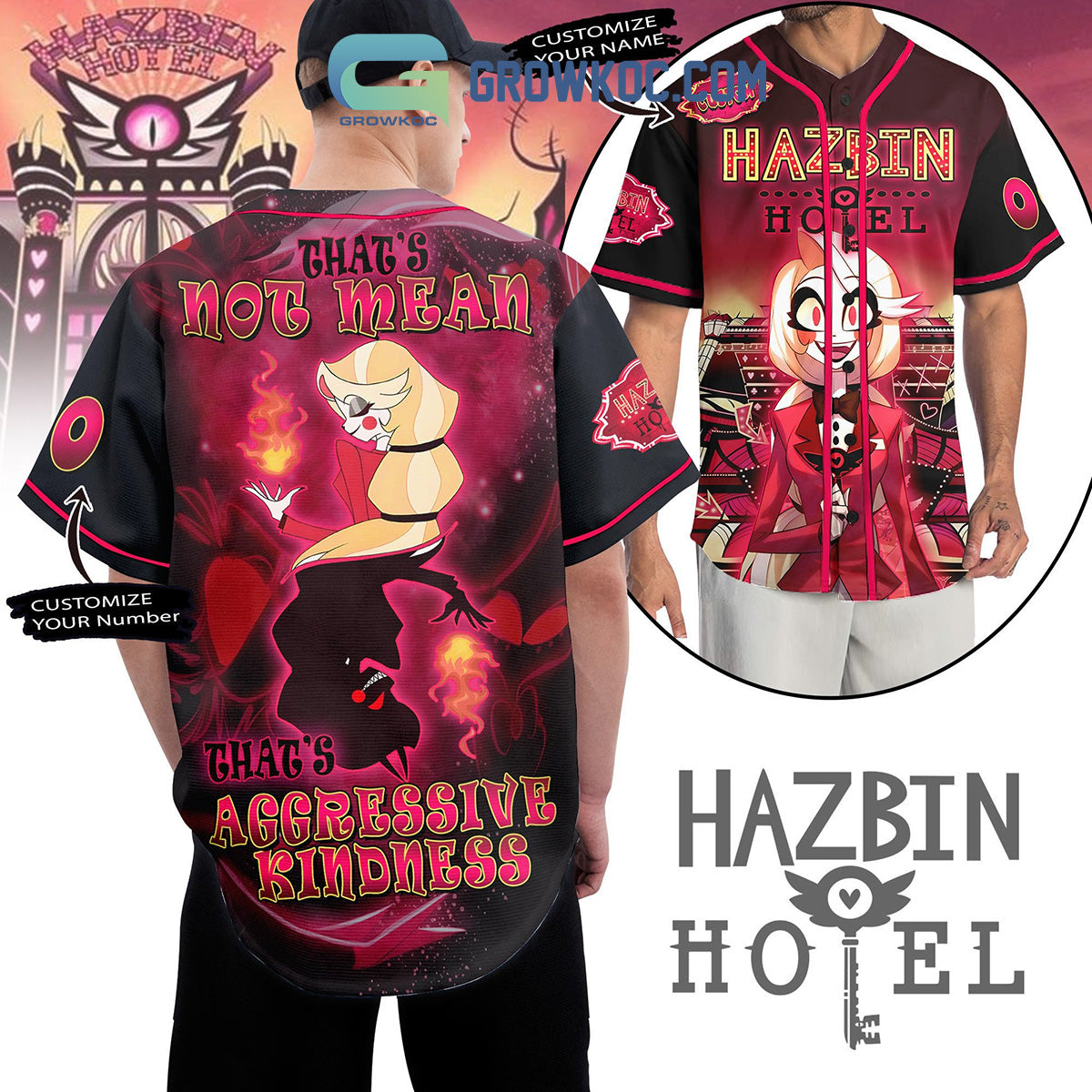 Hazbin Hotel That’s Not Mean That Aggressive Kindness Baseball Jersey baseball jersey product view 1