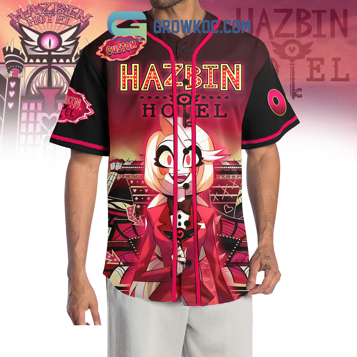 Hazbin Hotel That’s Not Mean That Aggressive Kindness Baseball Jersey baseball jersey product view 3