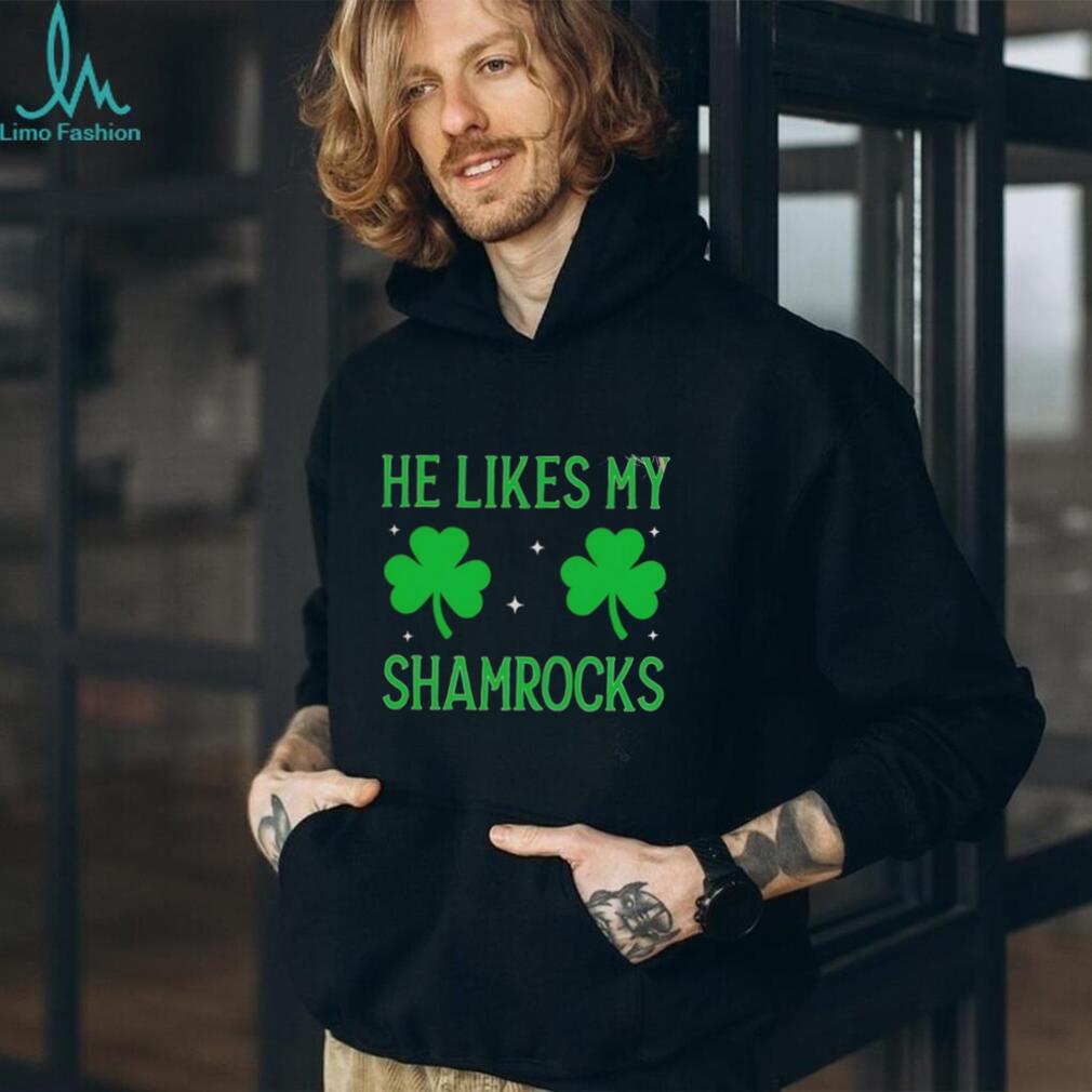 He Likes My Shamrocks St. Patrick's Day Couples - Adult & Kids T-Shirts, Sweatshirts & Hoodies apparel design preview 2