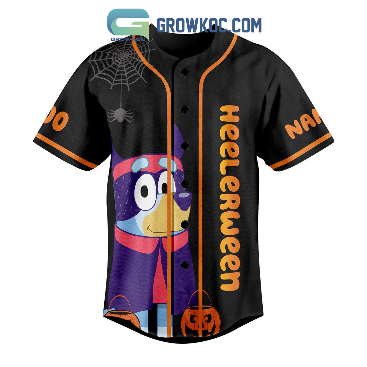 Heelerween Trick Or Treact Bluey Personalized Baseball Jersey baseball jersey product view 2