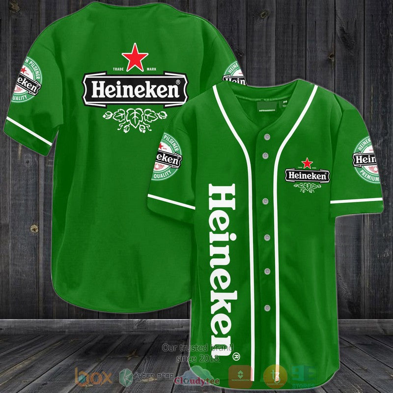 Heineken beer green Baseball shirt baseball jersey product view 1
